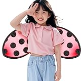 VICASKY Ladybug Disfraz Lady Bug Niños Mariquita Traje Mujer Niña Mariquita Alas para Adultos Mujer Disfraces Accesorios Antena de ala Negra Accesorios Plegable Accesorio de Insectos