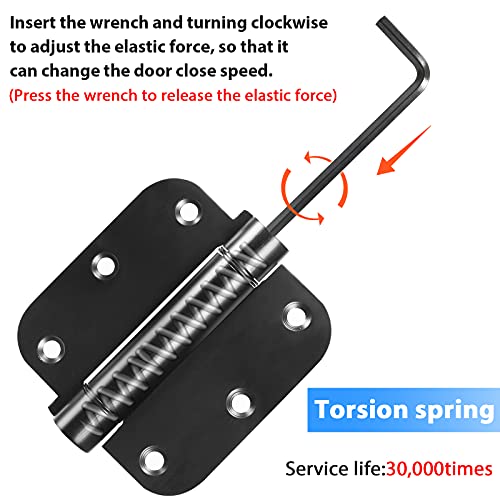 3.5'' Self-Closing Door Hinges, 3.5 Inch X 3.5 Inch Spring Hinges, Stainless Steel Adjustable Door Hinges With 5/8" Radius Corners, 3 Pack Auto Close Hardware Hinges (3.5'' 3Pack, Black) #TOP2
