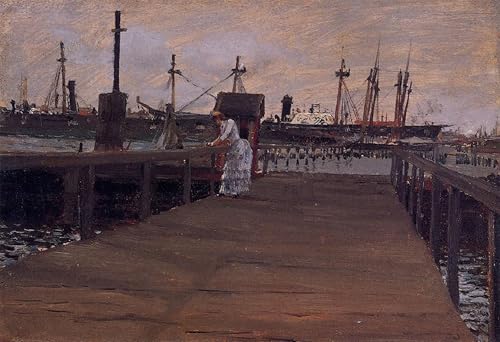 Impression d'art femme sur un quai pour salon élégant 60x90
