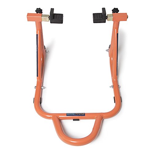 Image of GrandPitstop Rear Paddock Stand with Swing Arm Slider Spool Bobbin M8 (Black and Orange)
