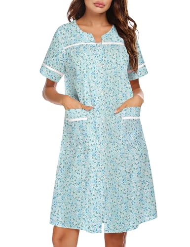 Ekouaer Sleepwear Womens Snap Front Nightgown Housecoat...