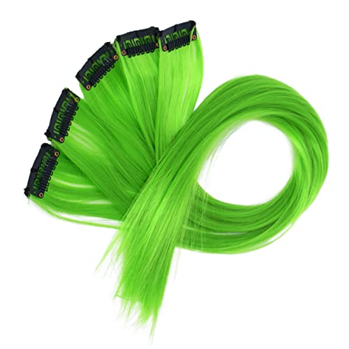 PRETTYSHOP 60 cm Colorido Hebra Reflejo Clip En Extensión Extensión De Cabello Liso Cabello Largo Postizo Verde Claro BST119 Cover