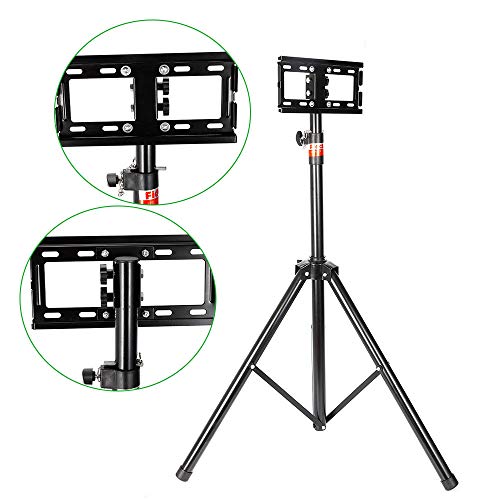 LCD Flat Panel TV Tripod, Portable TV Stand Monitor Mount Fits LCD LED Flat Screen TV Sizes 18-32 inch, Adjustable Height Pole, Supports up to 15kg,Black - Thumbnail 3