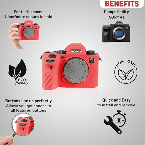 Funda de silicona para cámara Sony A1 color rojo miniatura 3