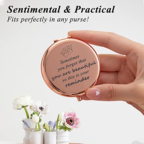 Casfine Birthday Gifts For Women Christmas| Personalized Inspirational Gifts For Women Friends | Rose Gold Engraved Compact Mirror Gift Ideas | Womens Birthday Gifts For Friend Female #TOP2