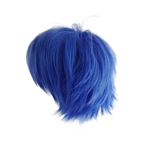 Gairyan Short Blue Wig Cosplay Wig Unisex Anime Cosplay Wigs for Women/Men Straight Fluffy Wig Costume Theme Party Fancy Dress Wigs Halloween Wig Comic-Con Costumes Accessories - Image 3