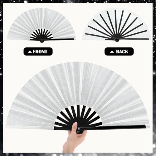 Image of Maitys Large Rave Fan Folding Handheld Fans 13'' Clap Fans for Line Dancing Clack Fan Holographic Festival Accessory for Martial Art Gift Performance, Includes 2 Pouch