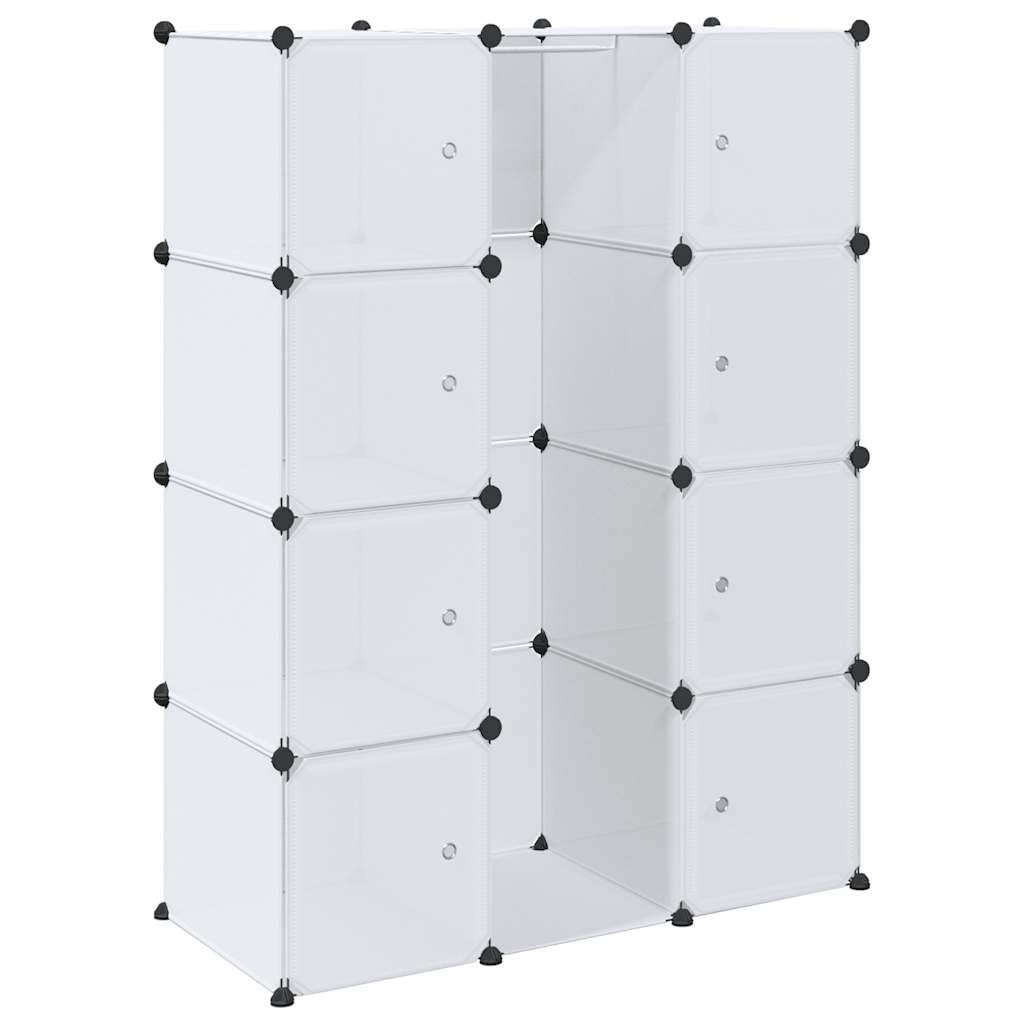 Générique Modułowa szafka 9 przegródek 109 x 36,5 x 143 cm biała, przechowywanie ubrań i butów z tworzywa sztucznego i chromowanego drutu stalowego, łatwa instalacja w sypialni salon przedpokój