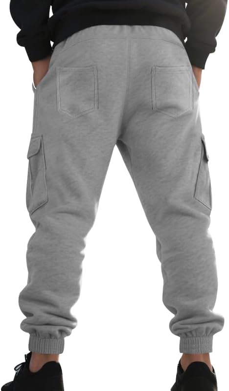 ZOCANIA Sweatpants for Men Multi Pocket Men's Sweatpant Relaxed Fit Mens Fleece Casual Joggers Elastic Drawstring Pants - Image 4