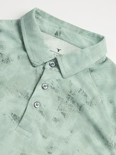Image of TECHNOSPORT Mens Slim Fit All Over Print Half Sleeve Polo T-Shirt with UPF50+, Quick Dry for Regular Use
