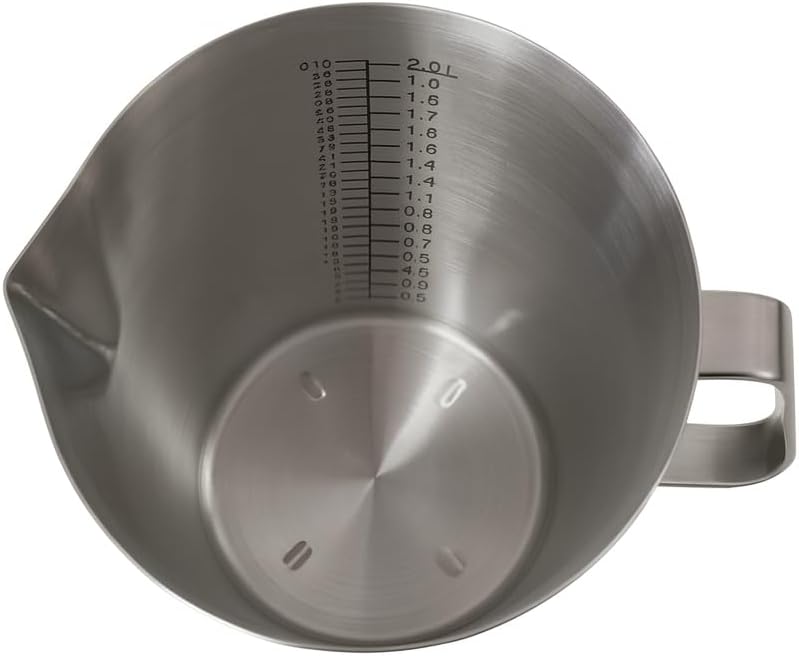 2-Pack 304 Stainless Steel Water Pitcher with Lid, 2L/70oz Metal Pitcher with Lid Wide-Mouth Measuring Cup with Dual-Scale Markings for Mixing, Baking, Coffee, Kitchen Prep