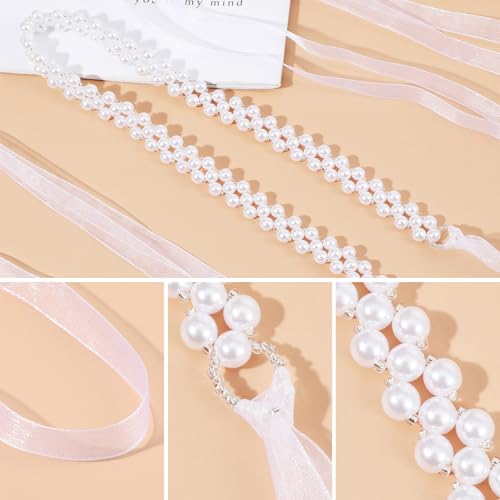 Pearl Belts for Women Bridal Belts Wedding Dress Belt for Wedding with Adjustable White Ribbon4