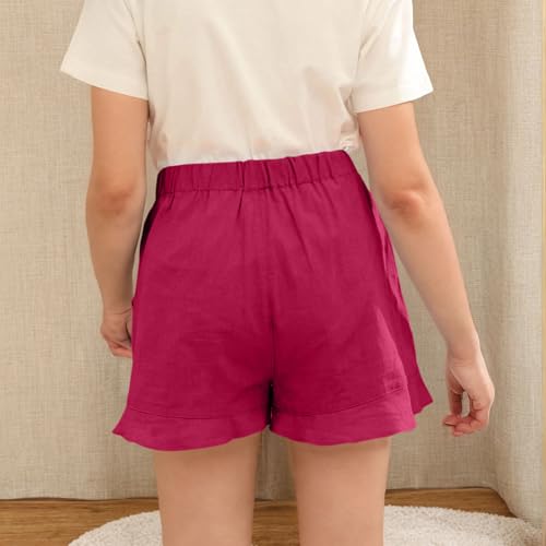 Blue Shorts for Girls Comfy Casual Elastic Waist Plain Short Pants Summer Beach Lightweight Bottoms with Pockets2