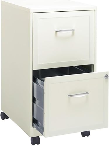 Miniatura 62 de Pemberly Row Gabinete de archivo vertical inteligente móvil de 18in 2 cajones blanco perla