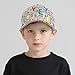 Kids Baseball Cap Alphabet Pattern Bright Fashion ColorfulAdjustable Breathable Golf Hat for Boys & Girls Age 3-8 White