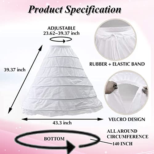 Image of Aakriti 6 Hoop Women's Polyester Skirt Shapewear Petticoat Underskirt for Wedding Dress Shapewear Undergarments Petticoat, Bridal Ethnic Wear Dress Ball Gown Shape Wear Dress Crinoline Shaper White