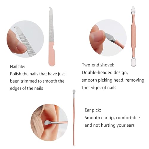 Image of Manicure Kit, Nail Cutter Kit Set - Stainless Steel Nail Clippers Set for Fingernails & Toenails - Sharp Grooming Tools for Men & Women - Compact Travel-Friendly Manicure Pedicure Set (pink 14 in 1)