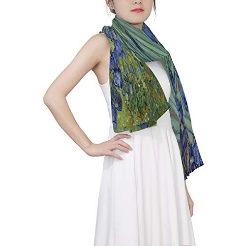 Auuxva Watercolor Iris Flower Women Silk Scarf Lightweight Long Soft Chiffon Shawl Wrap Neck Scarves Muffler For Ladies Girls Men #TOP2