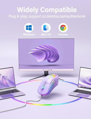 Ratón USB con cable ergonómico y óptico para PC y portátil con 4 DPI ajustables 6