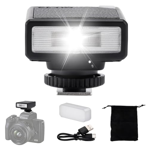 Flash d'appareil photo pour Canon, Sony, Nikon, Panasonic, Olympus, Pentax, GN10 ISO 100 5600 W, taux de flash 1/250, vitesse de recyclage, 5 niveaux de luminosité, mini flashs avec diffuseur pour