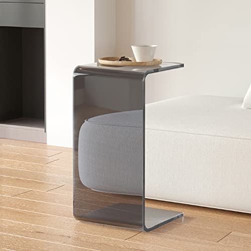 Mesa Auxiliar de acrílico en Forma de C: Moderna y Transparente, Ideal para Dormitorio u Oficina, Mesa de Centro Multiusos o Escritorio portátil.