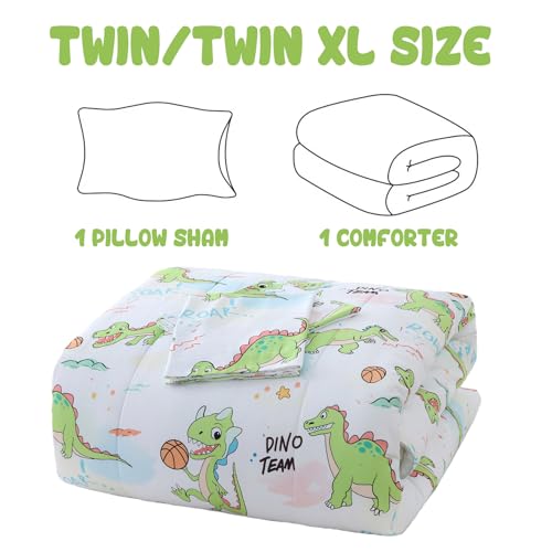 Image of Cute Dinosaur Twin Size Bed Comforter Kids Bedding Set