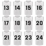 TopTie 12 Pack Numbered Scrimmage Team Practice Pinnies Mesh Jerseys Vests Pinnies (#13-24)