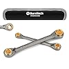 DURATECH Anti-slip 4-in-1 Reversible Ratcheting Box Wrench Set, Double Box End, SAE, 2-Piece, 5/16, 3/8, 7/16, 1/2 & 9/16, 5/8, 11/16, 3/4-Inch, CR-V Steel, Nickel Plated, with Rolling Pouch