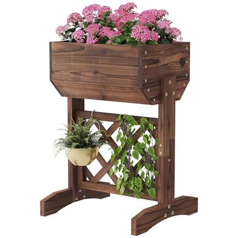 viewcare Raised Garden Bed, Small Lattice Panels for Indoor & Outdoor, Raised Planter Box with Legs, Garden Planter Box for Flowers/Vegetables/Plants Cover