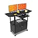 2Pcs Steel Large AV Cart with Locking Cabinet Presentation Cart with Pullout Keyboard Tray & Cord Management for Computer Laptop Projector Printer