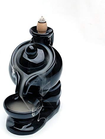 MAYAGUCreative Teapot Ceramic Smoke Backflow Incense Tower Burner Holder + 10 Cones