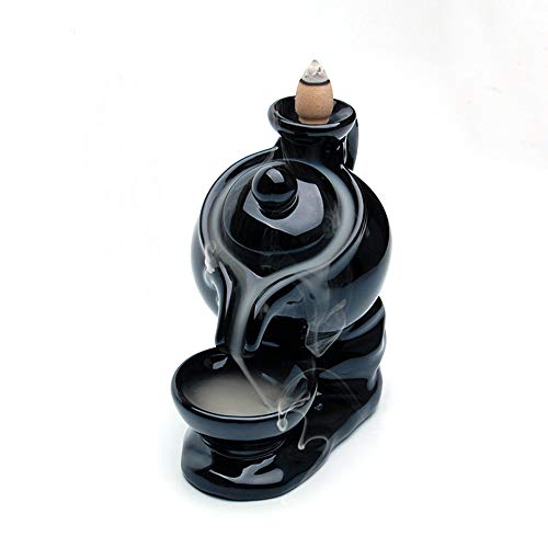 Mayagu Creative Teapot Ceramic Smoke Backflow Incense Tower Burner Holder + 10 Cones #TOP5