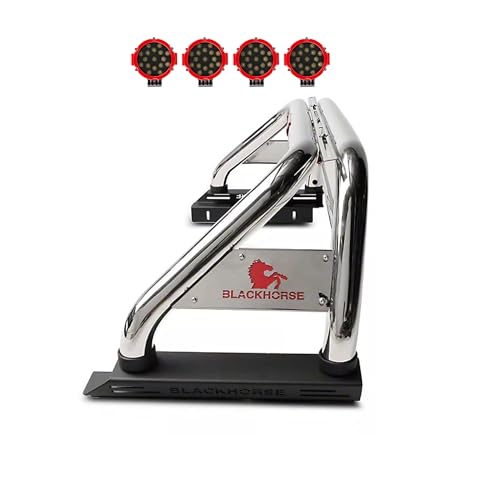 Black Horse – Kit clássico de barra rolante com 2 conjuntos de luzes LED vermelhas redondas de 17,78