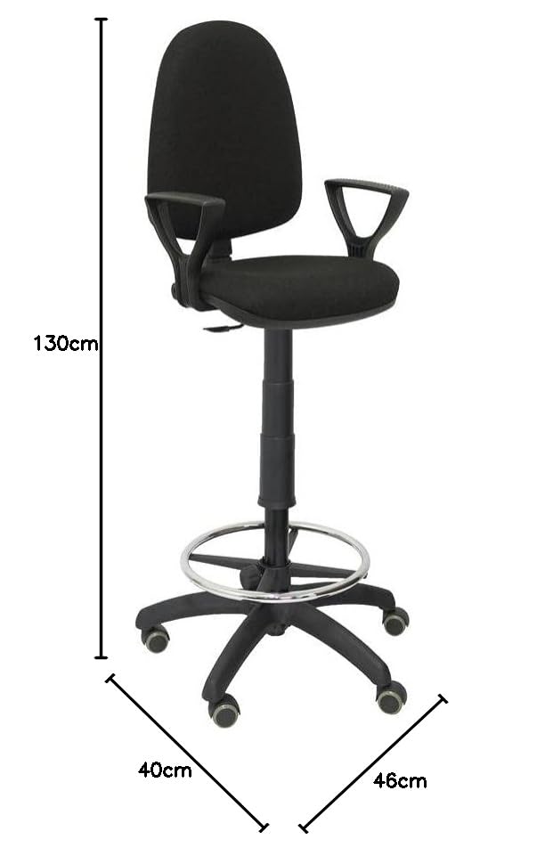 Taburete Ayna Bali Negro ergonómico con ruedas de parquet y reposabrazos fijos 3