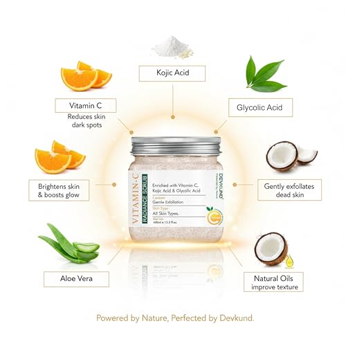 Image of Vitamin-C Radiance Face & Body Scrub | Enriched with Vitamin C, Kojic Acid & Glycolic Acid | Skin Brightening, Exfoliating & Revitalizing - 400ml