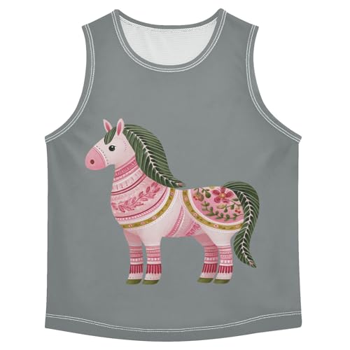 Dala Horse Artwork Gray Boys Tank Tops Toddler Sleeveless Tank Top Undershirts for 3-15 Years,3T