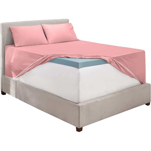 Image of Hearth & Harbor Extra Deep Pocket Full Sheet Set, Pink Clay