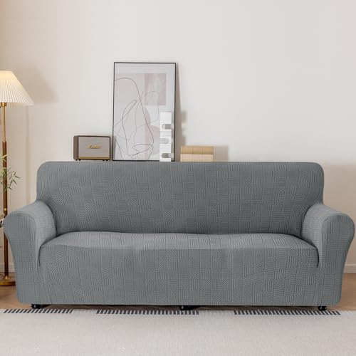 Ystyle Housse de Canapé 2 Places(139-175cm) avec Accoudoirs, Universelle Couvre Canapé Extensible, Sofa Cover Lavable Antidérapante, Housses Meubles Protection pour Chiens et Chats, Gris Clair – vue 2