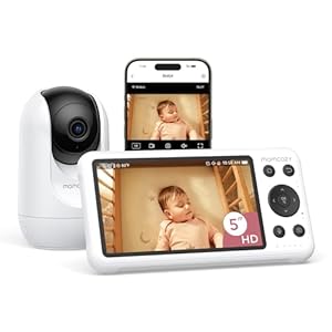 momcozy BM04 Video Babyphone mit Kamera & App, 1080P 5-Zoll WLAN Babyfone Monitor, 4X Zoom, Bewegungs- & Weinerkennung, sicherer Zaun, klare Nachtsicht, 2-Wege-Gespräch, Foto- & Videoaufzeichnun