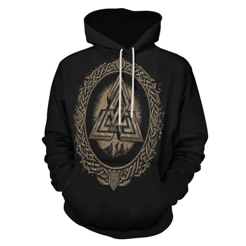 Sweat à capuche homme imprimé Viking pull unisexe avec poche kangourou