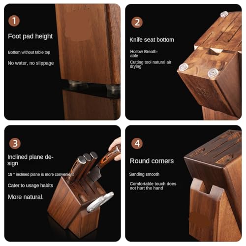 Knife block de gran capacidad con base estable para encimera de hogar 5