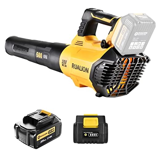 RUALION Cordless Leaf Blower: Electric Leaf Blower Battery Powered, 580CFM, 3-Speed Dial Electric Battery Blower with 2 * 20V 3.0Ah Battery for Lawn Care | Patio | Garage