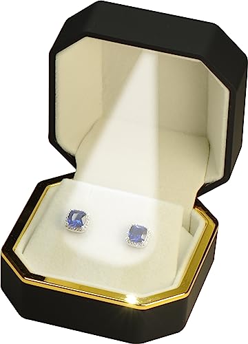The Jewellery Pak LED Black Earring Box for Diamond Studs Multiple Use for Necklace Pendant Earrings…Luxury LED wiht Light Jewelry Gift Holder Box for Men for Women