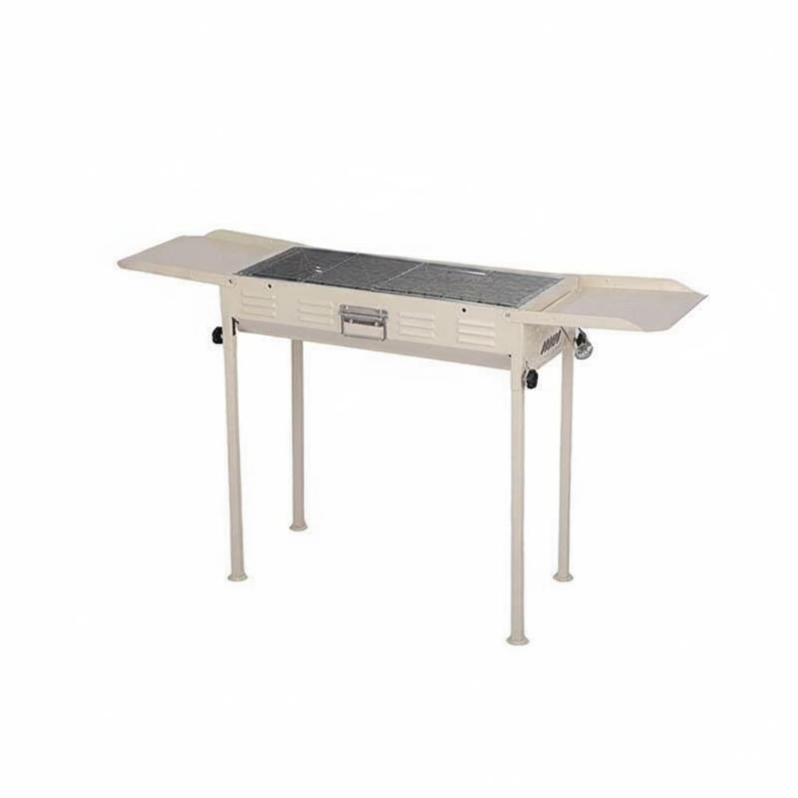 Barbecue da Esterno Griglia Carbone Piastra Forno Affumicatore Compatto Pieghevole in Ferro E Acciaio Doppia Area per Carne Verdure Spiedini Piano, Senza Padella Nera, 120 31 65cm