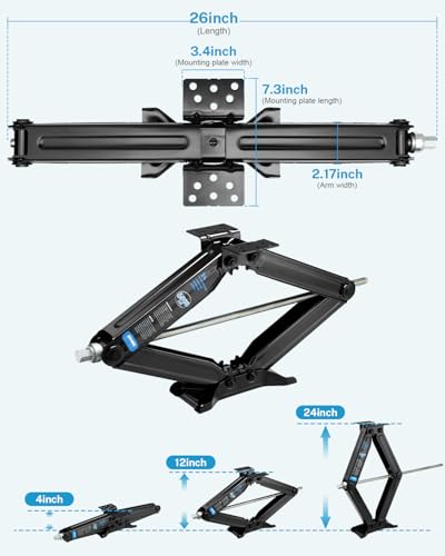 Image of Kohree 6500lbs Heavy Duty RV Stabilizer Jacks 4 Pack, 24 Inch Leveling Scissor Jack for Travel Trailer Camper, with Crank Handle and Drill Bit