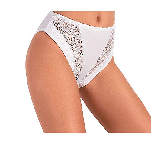 Slip taille haute femme JADEA 788 en coton avec dentelle | Lot de 6
