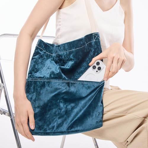 Soft Velvet Plushed Tote Bag for Women Hobo Bag Durable Shoulder Bag with Buckle for College Travel Handbag3