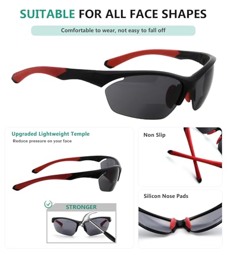 Image of Eyekepper Bifocal Sunglasses for Women Men, Rectangular Frame | Outdoor Sports Bifocal Reading Sunglass, with Readers Built in, Mens Tinted Sun Reader Bifocals, Ladies Cheater,Wrap Half Rim