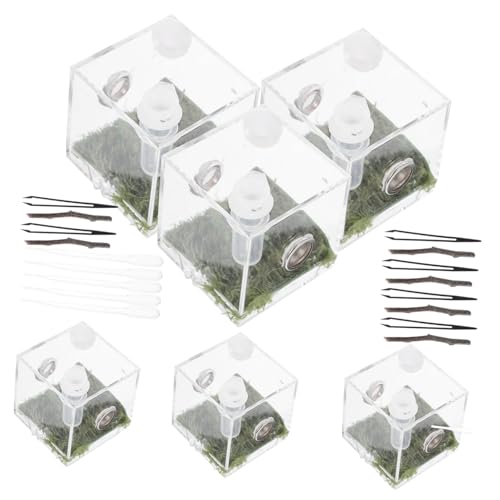 BESPORTBLE 2セット跳蛛飼育箱 透明アクリル製 ペット用飼育ケージ 通気付き 小型爬虫類やカタツムリ適用 入り 耐久性と安定感