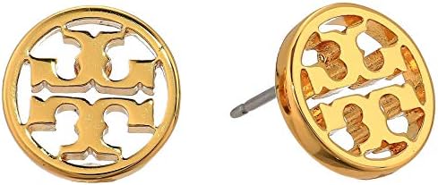 Tory Burch Womens Miller Plated Brass Logo Stud Earring O/S